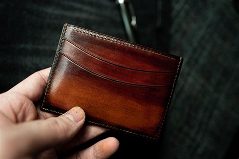Hand painted and handstitched 5 cc card slot wallet. : r/wallets