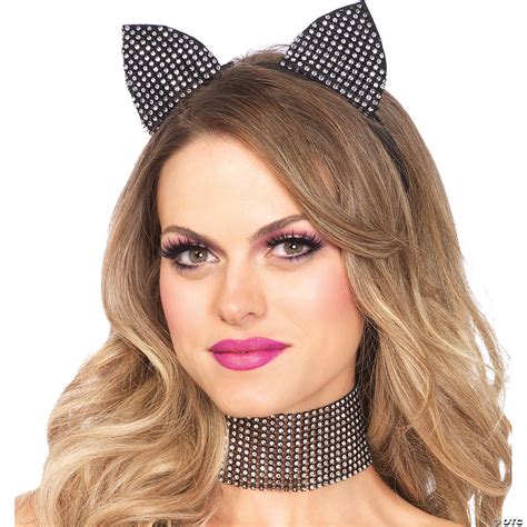 Rhinestone Cat Ears And Choker | Halloween Express