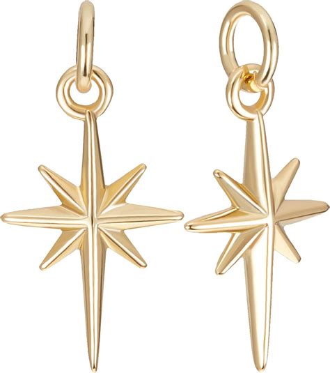 Beebeecraft 1 Box 12Pcs North Star Charm 18K Gold Plated Polaris Star