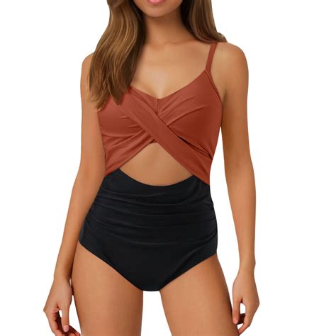 Afdoent One Piece Swimsuit For Women High Waisted Bathing Suit Wrap Tie