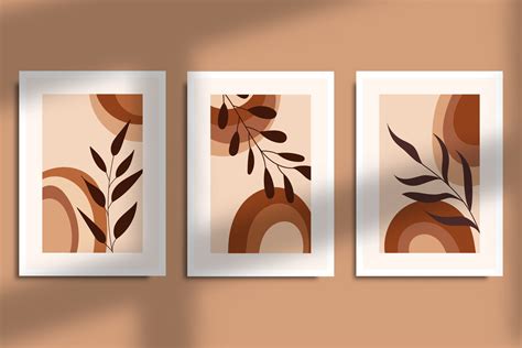 Hand drawn abstract modern botanical with abstract organic shapes for ...