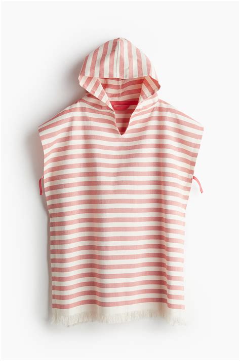 Hooded poncho towel - Red/Striped - Home All | H&M GB