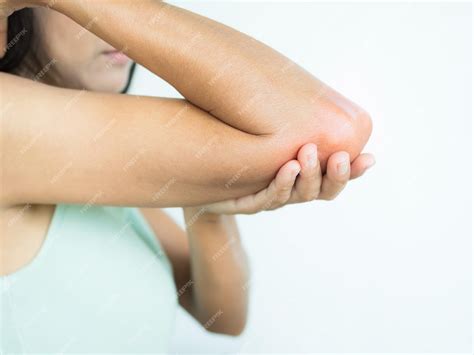 Premium Photo | Woman sore elbow she hurt tenis sport and gout