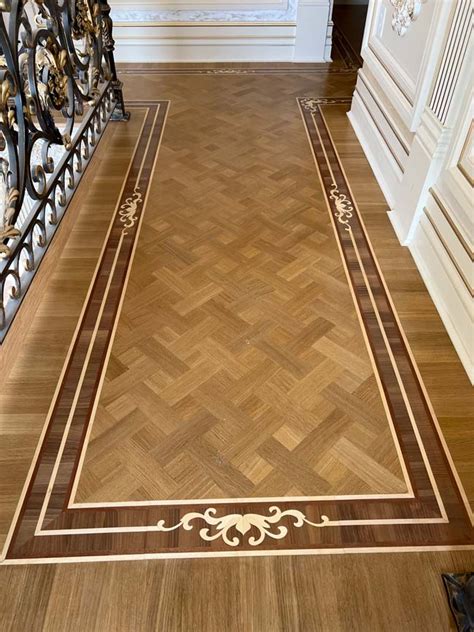 Example of Wood custom flooring : Basket weave parquet with border ...