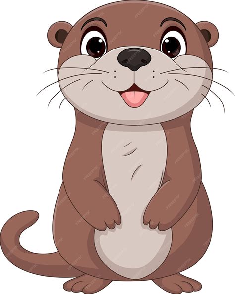 Cute otter cartoon on white background | Premium Vector