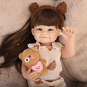 Bebê Reborn De Urso - Bebê Reborn Boneca Menina Realista Corpo de Silicone Sorriso Urso 48cm ...