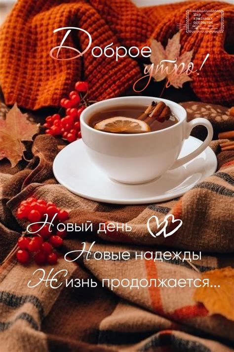 there is a cup of coffee on the table with autumn leaves and plaid cloths