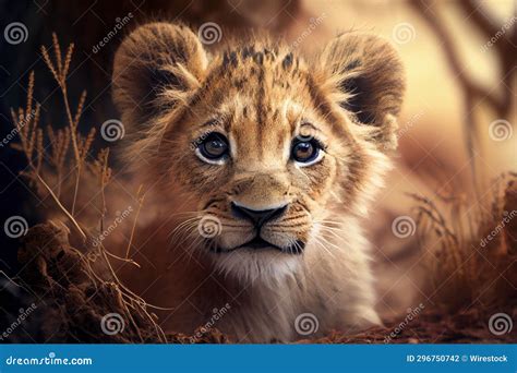 AI-generated Illustration of a Lion Cub Stock Illustration ...