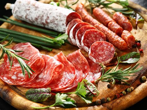 Фото Колбаса нарезка Продукты питания Мясные продукты 1600x1200