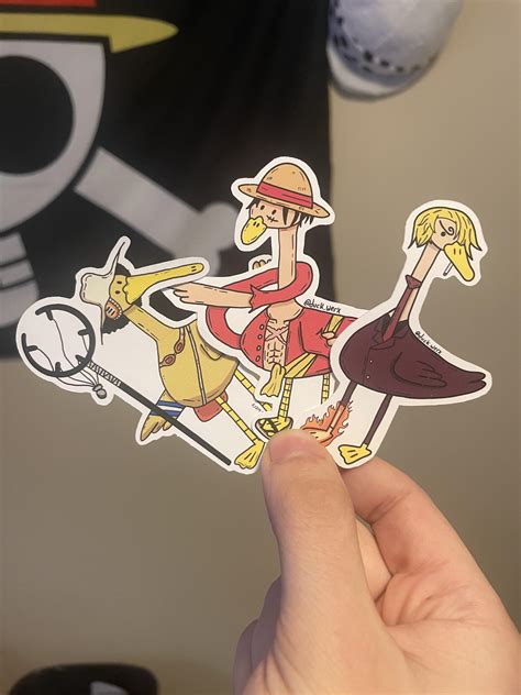 I turned Luffy, Sanji, and Usopp into ducks, and put them on stickers