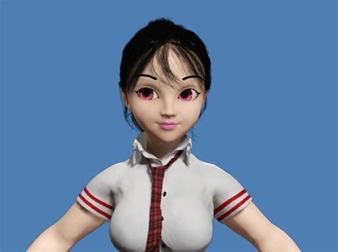 Naughty School Girl - Fully Rigged Model 3D model rigged | CGTrader