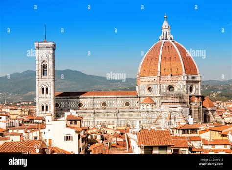 Aerial view of Duomo Cathedral main tourist landmark in Florence, Italy ...