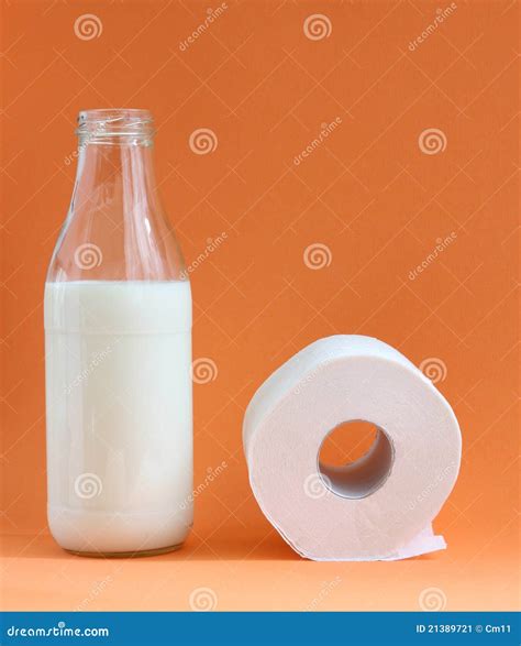 Lactose Intolerance With Milk Dairy Product And Warning Sign Concept