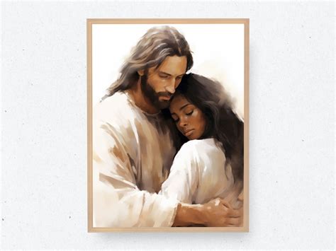 His Loving Embrace Jesus Hugging Black Woman Digital Download Jesus ...