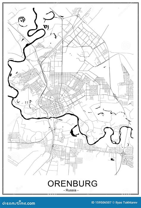 Map of the City of Orenburg, Russia Stock Illustration - Illustration ...