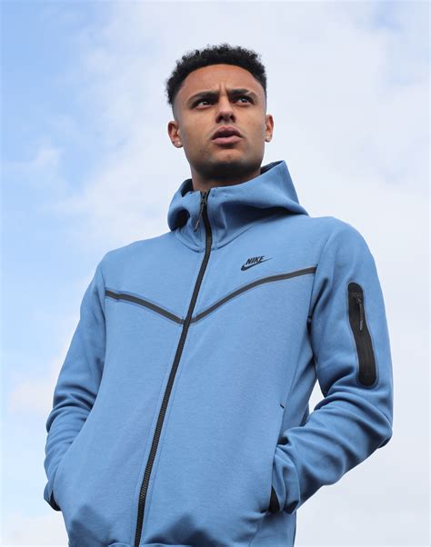 nike mens tech fleece hoodie blue life style sports