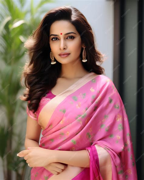 Premium AI Image | Beautiful indian girl in a pink saree