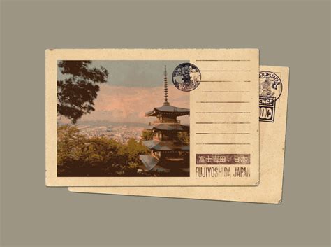 japan postcard  pagoda design vintage post cards aesthetic post