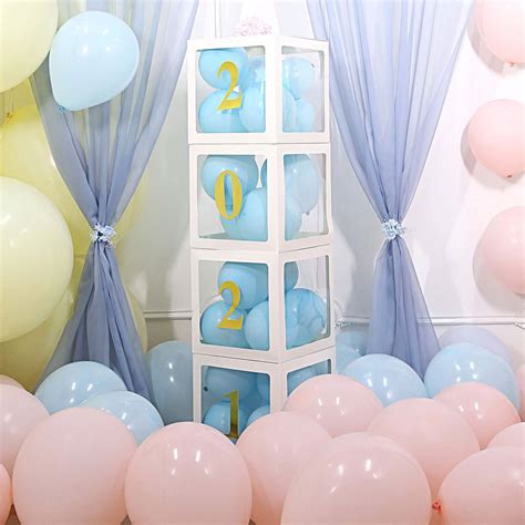 2pcs Transparent DIY Balloon Boxes, Baby Shower Party Decoration Boxes ...