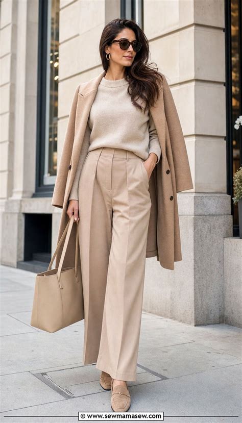 beige outfit ideas  women chic neutral  sew mama sew