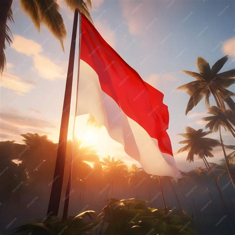 Premium AI Image | the Indonesian or monaco flag is flying in the wind