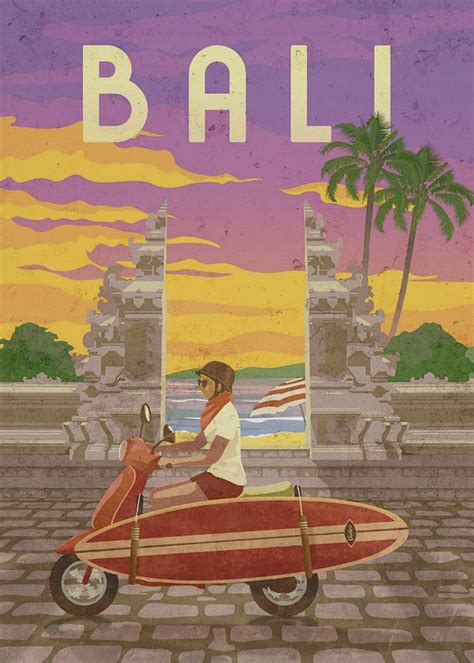 Bali Vintage Travel Retro Poster Mixed Media by Design Turnpike - Fine