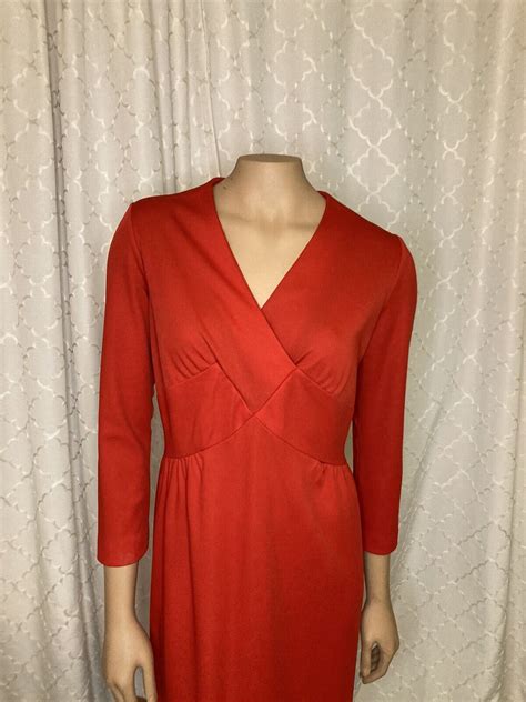 1960's Berkshire B-tween Red Polyester Maxi Mod Hoste… - Gem
