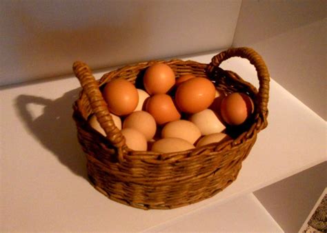 Wicker Basket with Brown Eggs