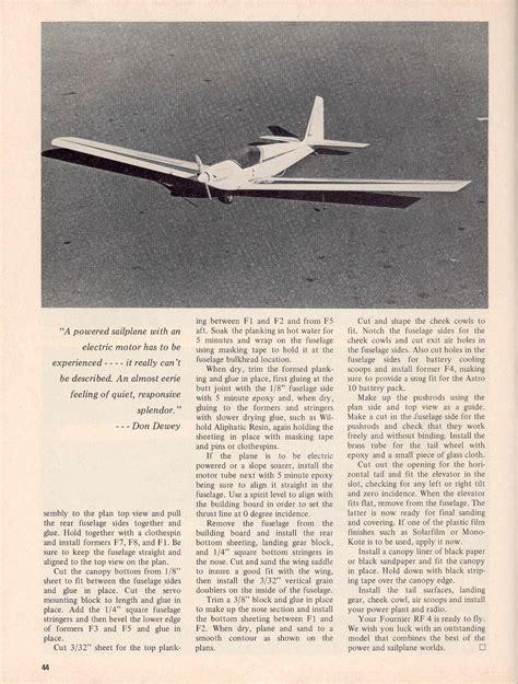 "RCM *Fournier RF4* Article and Plan" | R/C Modeler Plan and Article Series
