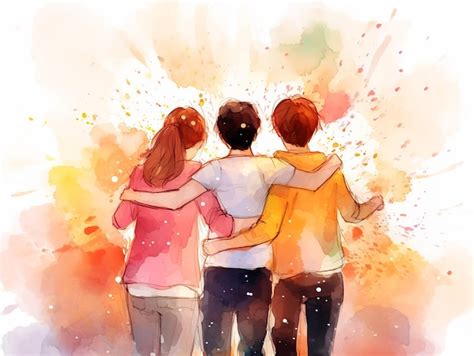 Premium AI Image | Illustration design greeting card of friendship day ...