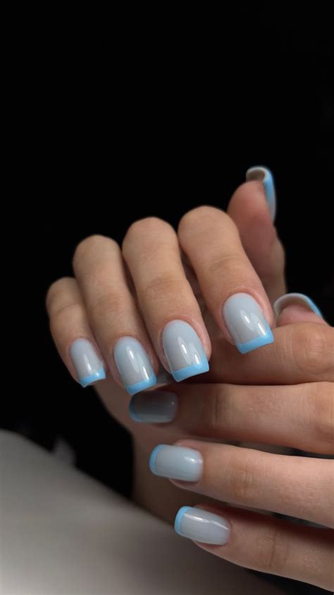 Голубой френч, светлые ногти, голубые ногти | Nails, Nail designs ...