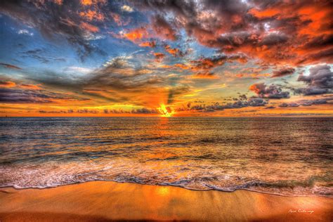 Oahu Hawaii The Sunset Radiance North Pacific Ocean Seascape Art ...