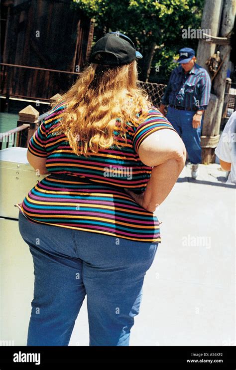 Fat obese funny woman women in jeans Times Square New York New York NY ...