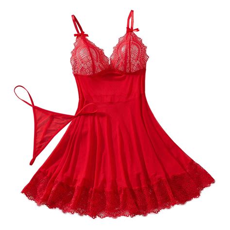 midwennn womens solid red lace  overlay strapless sleep dress