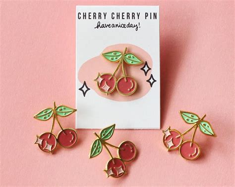 cherry pin  patches enamel pins backpack pins