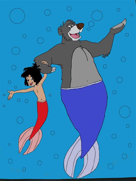 Baloo Merbear and Mowgli Merboy by Quiydaartestman on DeviantArt