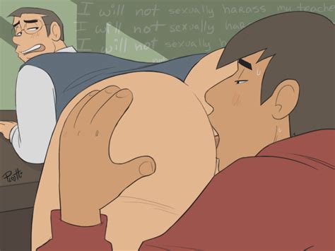 Rule 34 - 2males anilingus animated bara blackboard gay glasses hand on