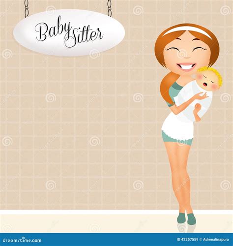 Babysitter stock illustration. Illustration of child - 42257559