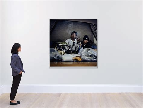 Oversized chromogenic print of Eazy-E with Bone Thugs-N-Harmony