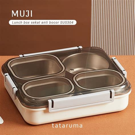 promo muji lunch box stainless   sekat kotak bekal anti bocor