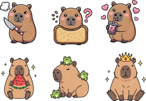 Imagens De Capivara Kawaii - Ilustração vetorial de uma capivara fofa em estilo kawaii | Vetor Premium