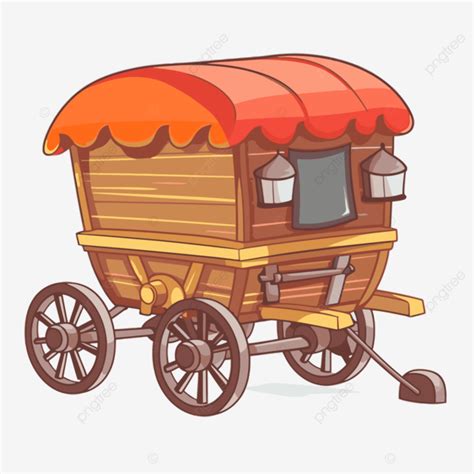 wagon clipart wooden covered wagon isolated  white background cartoon
