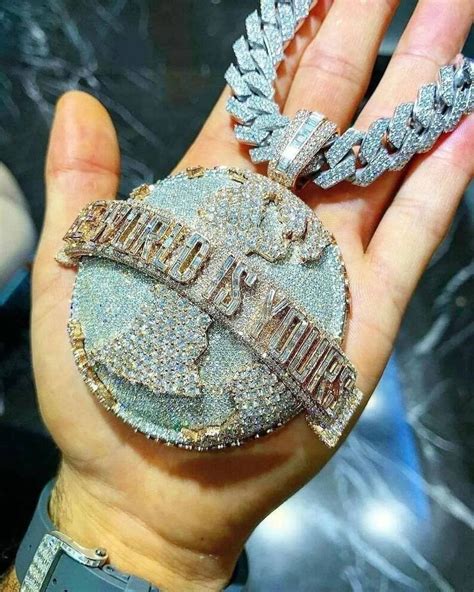 cubic zirconia world pendant  sterling silver hip hop rapper