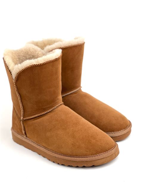 Дамски Ботуши От Естествена Агнешка Кожа / Camel Classic Boots