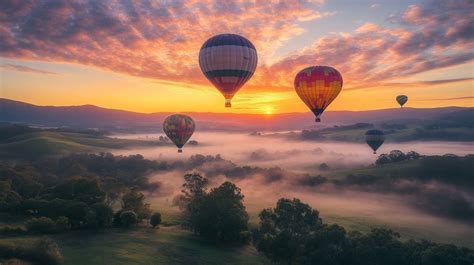 sunrise balloon flight image   stockcake