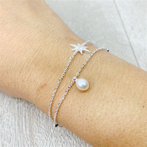 925 Sterling Silver Star Bracelet. 925 Sterling Silver Pearl Star Charm ...