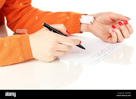 write  exam isolated  white stock photo alamy