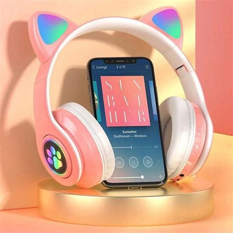 Беспроводные Bluetooth-наушники "Кошачьи уши" со светодиодной ...