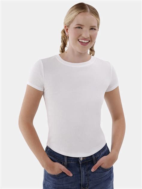 No Boundaries Crewneck Tee with Short Sleeves, Women’s - Walmart.com