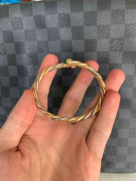 Cartier 18k Gold Tri-Color Bangle Bracelet For Sale at 1stDibs
